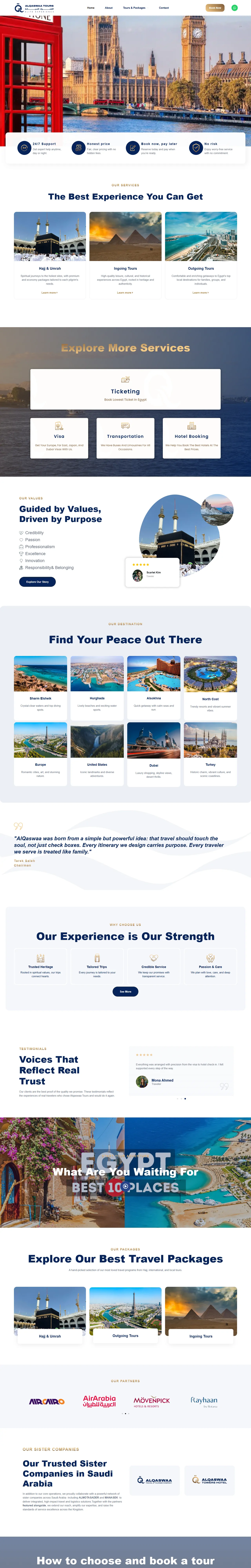Al Qaswaa Tours website homepage