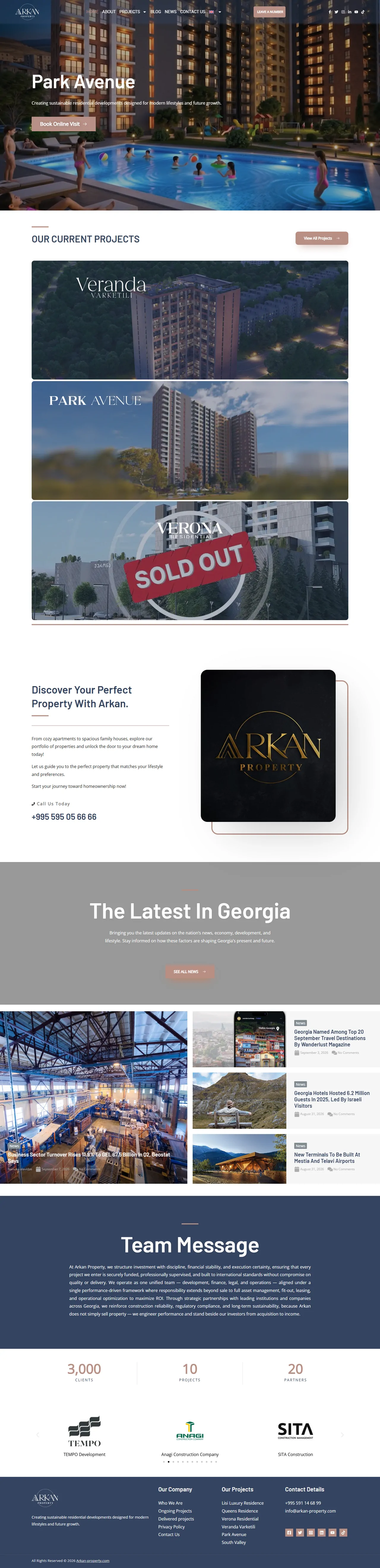 Arkan Property website homepage