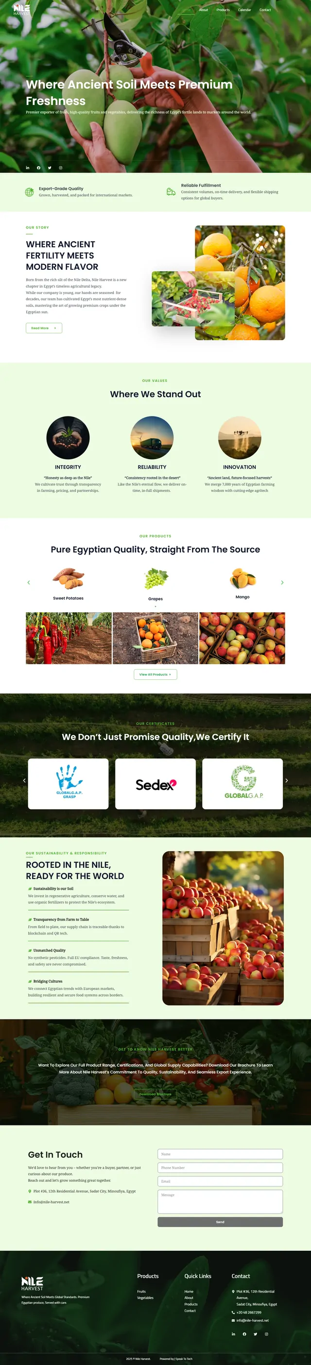 Nile Harvest website
