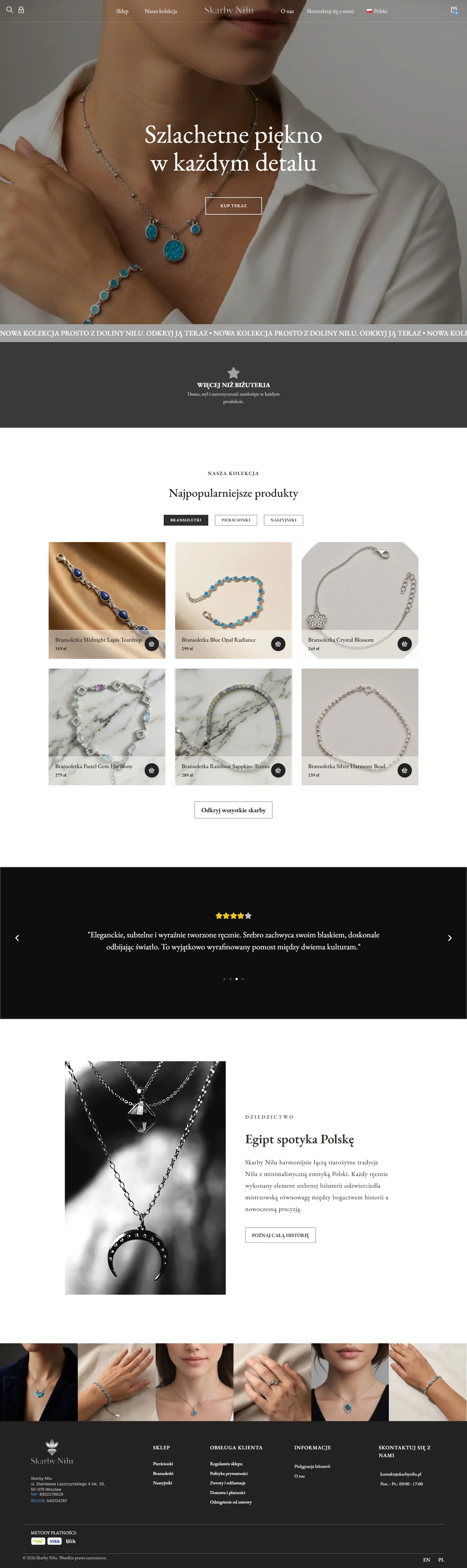 Skarby Nilu website homepage